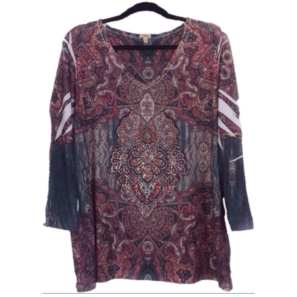 Reba Woman’s Colorful Rhinestone Top